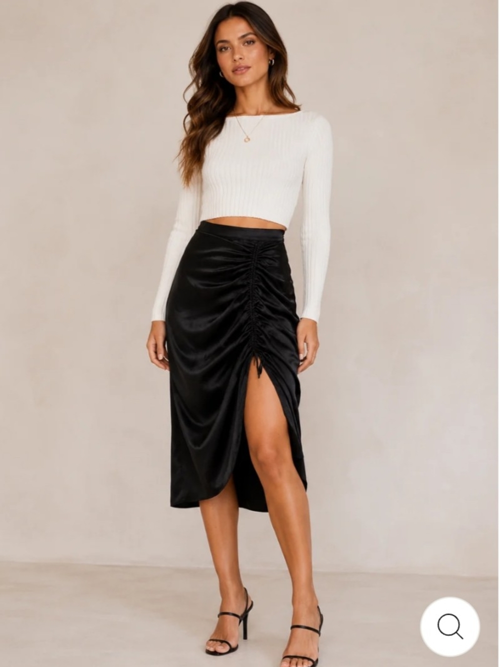 Source Unknown Black Ruched Drawstring Pencil Skirt